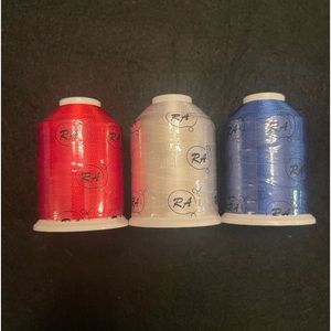 Robison-Anton SS Super Strength Saffron, Snow White, Jay Blue Embroidery Thread